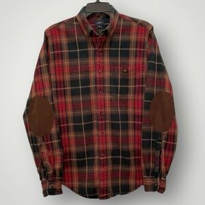 J. Crew Red Green Plaid Cotton Elbow Patches  Button Down Shirt Men’s Size XS